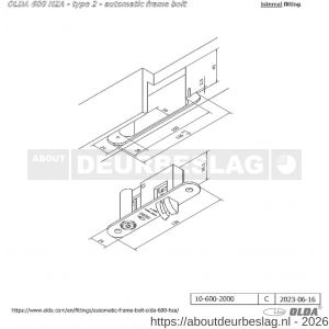 Olda 600 HZA T2 automatische kantschuif type 600 HZA type 2 deurkozijn model 136 mm staal verzinkt voor stalen-aluminium deuren - A30205060 - afbeelding 2