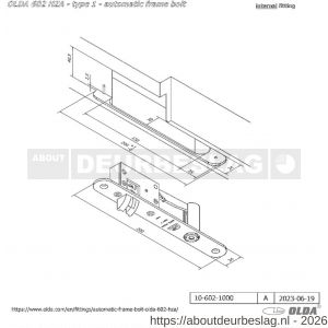 Olda 602 HZA T1 automatische kantschuif type 600 HZA type 1 deurkozijn model 200 mm staal verzinkt voor stalen-aluminium deuren - A30205061 - afbeelding 2