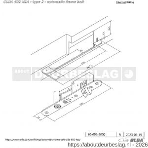 Olda 602 HZA T2 automatische kantschuif type 600 HZA type 2 deurkozijn model 200 mm staal verzinkt voor stalen-aluminium deuren - A30205062 - afbeelding 2