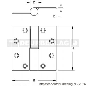 Dulimex DX H178D89892115 kogelstiftpaumelle rechte hoeken 89x89 mm doorgezette knoop links staal verzinkt SKG*** - A30204877 - afbeelding 2