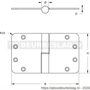 Dulimex DX H179125892115 kogelstiftpaumelle ronde hoeken 89x125 mm links staal verzinkt SKG*** - A30204885 - afbeelding 2