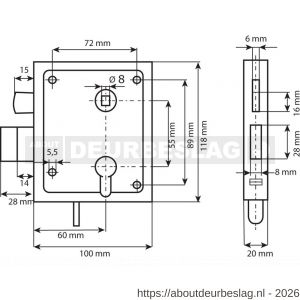 Dulimex DX UKS PZ 55/65B poortslot met hefschoot links en rechts bruikbaar doornmaat 60 mm voor profielcilinder zwart kunststof deurkrukgarnituur met schild sluitplaat staal verzinkt - A30204077 - afbeelding 2