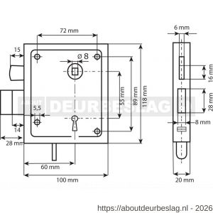 Dulimex DX UKS BB 55/65B poortslot met hefschoot links en rechts bruikbaar doornmaat 60 mm deurkrukgarnituur met schild sluitplaat 2 bonte baardsleutels staal verzinkt - A30204076 - afbeelding 2