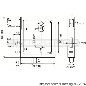 Dulimex DX UKS DS BB poortslot met dagschoot links en rechts bruikbaar doornmaat 60 mm deurkrukgarnituur met schild sluitplaat 2 bonte baardsleutels staal verzinkt - A30202010 - afbeelding 2