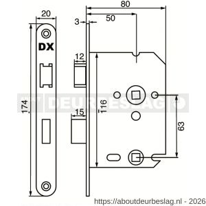 Dulimex DX WBS-50-WBWE WC-badkamerslot doornmaat 50 mm ronde voorplaat wit inclusief rechthoekige sluitplaat - A30201990 - afbeelding 2