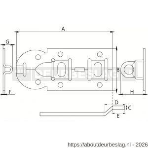 Dulimex DX ZGB 140BV hangslotrolschuif 56x140 mm schootdikte 5 mm met bocht staal verzinkt - A30202578 - afbeelding 2