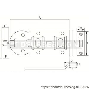 Dulimex DX ZRB 100BV rolschuif 44x100 mm schootdikte 4 mm met bocht staal verzinkt - A30203965 - afbeelding 2
