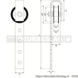 Dulimex DX 966-50E schuifdeur hangrol polyamide wiel 50 mm elektrolytisch staal verzinkt per stuk gelabeld - A30204776 - afbeelding 2
