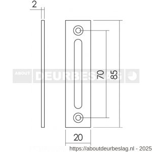 Intersteel 3700 sluitplaat vlak voor WC-overslag Vrij-Bezet messing ongelakt - R26009065 - afbeelding 2