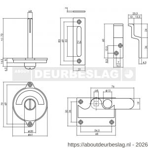 Intersteel Living 3701 WC-overslag vlak en groen-rood indicatie messing ongelakt - R26009068 - afbeelding 2