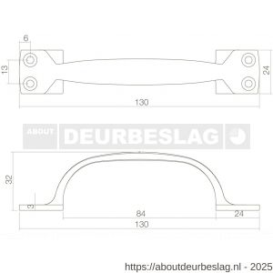 Intersteel Living 5616 handgreep op vierkante voet 130 mm messing ongelakt - R26004361 - afbeelding 2