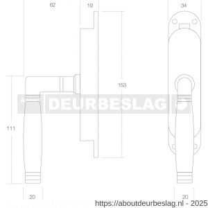 Intersteel 5620 kruk-espagnolet rechts Ton 222 messing ongelakt-ebbenhout - R26000084 - afbeelding 2