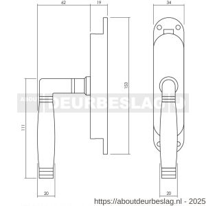 Intersteel Living 5620 set kruk-espagnolet links Ton 222 inclusief stangenset 2x 1250 mm messing ongelakt -ebbenhout - R26009320 - afbeelding 2