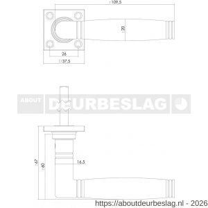 Intersteel Living 0375 deurkruk Ton 222 met rozet 38x38x5 mm messing getrommeld-ebbenhout - R26007914 - afbeelding 2