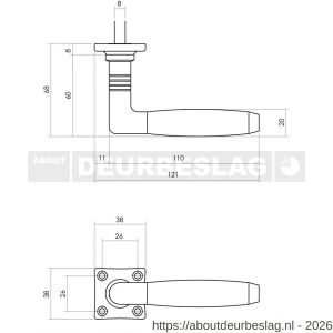 Intersteel Living 0377 deurkruk Ton 400 met rozet 38x38x5 mm messing getrommeld-ebbenhout - R26007918 - afbeelding 2