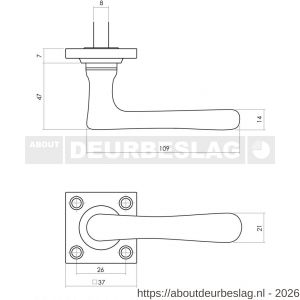 Intersteel Living 0388 deurkruk Trento met rozet 38x38x5 mm messing getrommeld - R26007925 - afbeelding 2