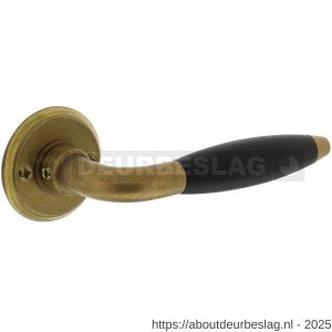 Intersteel Living 0421 deurkruk Antonnet met rozet diameter 50x5 mm messing getrommeld-ebbenhout - R26007926 - afbeelding 1