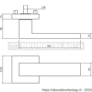 Intersteel 0612 deurkruk gatdeel Amsterdam op rozet verdekt 53x53X10 mm PVD messing getrommeld - R26011256 - afbeelding 2