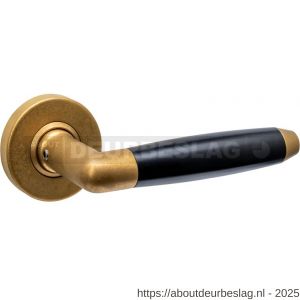 Intersteel 0640 deurkruk gatdeel Combinatie op rozet verdekt diameter 53x10 mm PVD messing getrommeld-zwart - R26011260 - afbeelding 1