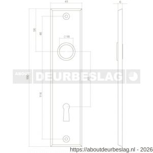Intersteel 2568 renovatie kortschild rechthoekig 181x41x7 mm sleutelgat 72 mm messing getrommeld - R26002815 - afbeelding 2