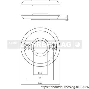 Intersteel 3173 rozetten diameter 50x5 mm messing getrommeld - R26002463 - afbeelding 2
