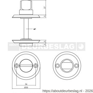 Intersteel Living 3173 WC-sluiting diameter 50x5 mm met stift 8x8 mm messing getrommeld - R26002702 - afbeelding 2
