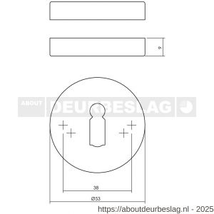 Intersteel Living 3410 sleutelrozetten verdekt diameter 53x9 mm PVD messing getrommeld - R26010943 - afbeelding 2