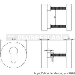 Intersteel Living 3750 SKG3 veiligheidsrozetten rond verdekt diameter 55x12 mm profielcilindergat messing getrommeld - R26003572 - afbeelding 2