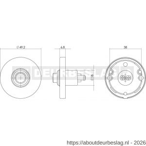 Intersteel Living 3990 beldrukker rond verdekt messing getrommeld - R26007284 - afbeelding 2