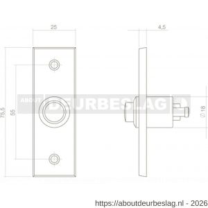 Intersteel Living 3990 beldrukker rechthoekig smal messing getrommeld - R26007282 - afbeelding 2