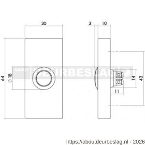 Intersteel Living 3990 deurbel rechthoekig 65x30x10 mm verdekt PVD messing getrommeld - R26010927 - afbeelding 2