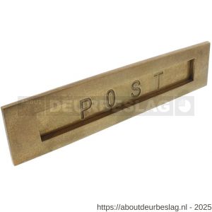 Intersteel Living 4000 briefplaat rechthoekig 330x77 mm met verende klep binnendraaiend met tekst POST messing getrommeld - R26010141 - afbeelding 1