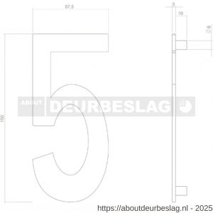 Intersteel Living 4020 huisnummer 5 150 mm PVD messing getrommeld - R26010917 - afbeelding 2