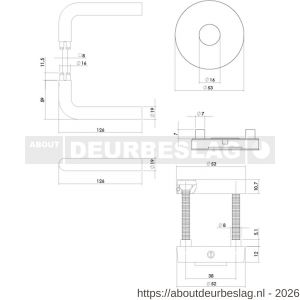 Intersteel Living 4057 set achterdeurbeslag rond deurkruk Luzern met massieve rozetten en SKG3 veiligheidsrozetten PVD messing getrommeld - R26010911 - afbeelding 2