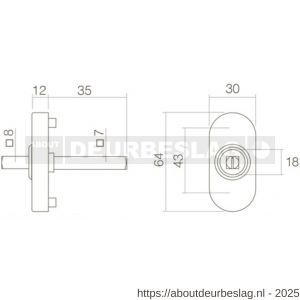 Intersteel 6050 basisplaat ovaal voor raamkruk hals diameter 18 mm messing getrommeld - R26003774 - afbeelding 2