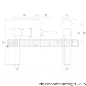 Intersteel Living 6050 raamkruk L-bol model op ovaal rozet messing getrommeld - R26003732 - afbeelding 2