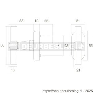 Intersteel 6050 raamkruk T-bol model op ovaal rozet messing getrommeld - R26003736 - afbeelding 2