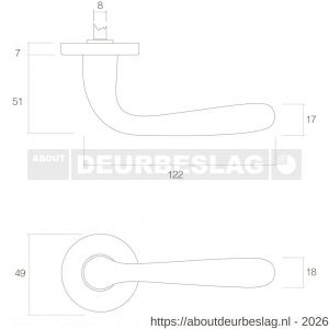 Intersteel Living 0195 deurkruk Jupiter op rozet verdekt diameter 49x7 mm messing gelakt - R26000324 - afbeelding 2