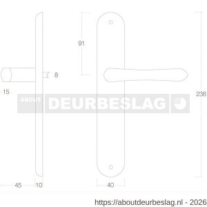 Intersteel 0198 deurkruk Saturnus op schild ovaal 236x37 mm blind messing gelakt - R26001922 - afbeelding 2