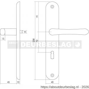 Intersteel 0198 deurkruk Saturnus op schild ovaal 236x37 mm sleutelgat 72 mm messing gelakt - R26007929 - afbeelding 2