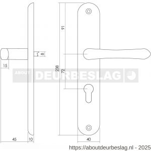 Intersteel 0198 deurkruk Saturnus op schild ovaal 236x37 mm profielcilindergat 72 mm messing gelakt - R26001670 - afbeelding 2