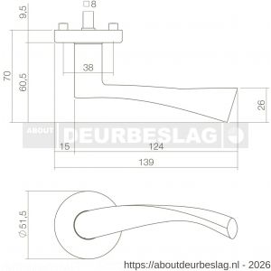 Intersteel Living 0282 deurkruk Vlinder met rozet verdekt diameter 52x10 mm messing gelakt - R26004746 - afbeelding 2