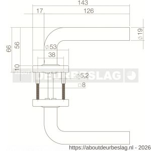 Intersteel Living 0570 deurkruk Luzern op rozet verdekt diameter 53x10 mm PVD messingkleur - R26010906 - afbeelding 2