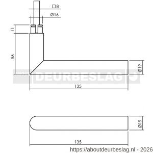 Intersteel 0611 deurkruk gatdeel Jura op rozet verdekt 53x53X10 mm PVD messingkleur - R26011264 - afbeelding 2
