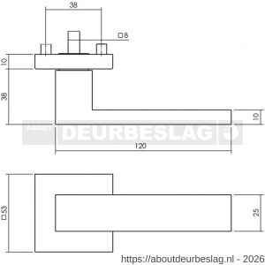 Intersteel 0612 deurkruk gatdeel Amsterdam op rozet verdekt 53x53X10 mm PVD messingkleur - R26011257 - afbeelding 2