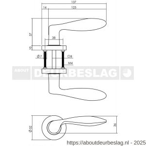 Intersteel 1695 deurkruk George op rozet verdekt diameter 52x10 mm met nokken PVD messingkleur - R26007932 - afbeelding 2
