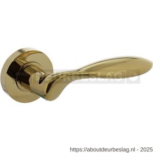 Intersteel 1695 deurkruk George op rozet verdekt diameter 52x10 mm met nokken PVD messingkleur - R26007932 - afbeelding 1