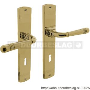 Intersteel Living 1705 deurkruk Helena op schild afgerond 235x45 mm sleutelgat 72 mm PVD messingkleur - R26004788 - afbeelding 1