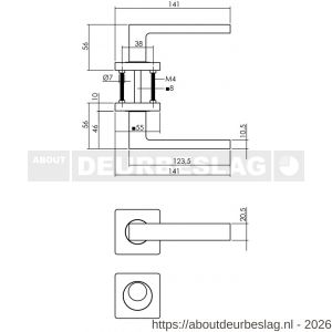 Intersteel 1713 deurkruk Hera op rozet verdekt 55x55x10 mm met nokken en rondcilinderrozetten PVD messingkleur - R26010147 - afbeelding 2