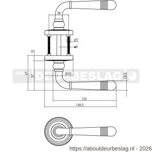 Intersteel Living 1725 deurkruk Helena op rozet verdekt met rillen diameter 55x10 mm met nokken PVD messingkleur - R26006692 - afbeelding 2